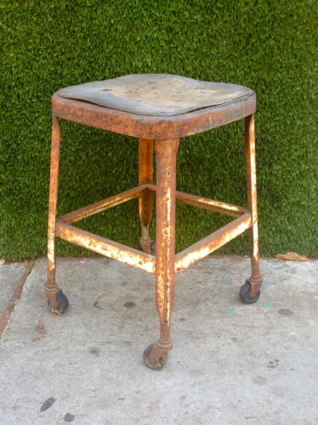 vintage industrial stool on casters