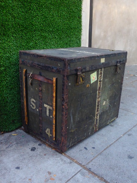 vintage black metal trunk