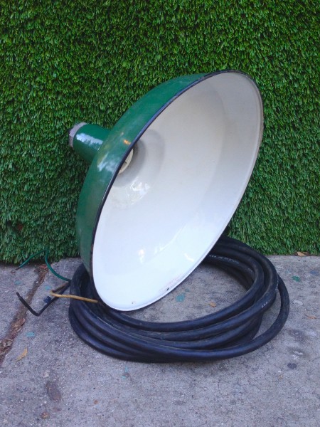 green industrial hanging light