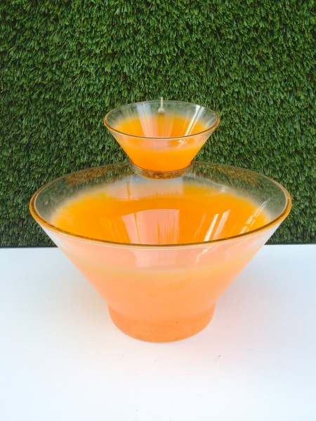 pair of vintage orange serving bowls