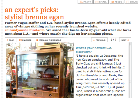 LUCKY MAGAZINE- An expert’s picks: Stylist Brenna Egan