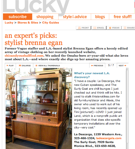 LUCKY MAGAZINE- An expert’s picks: Stylist Brenna Egan