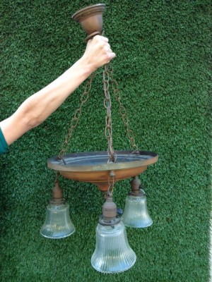 vintage copper hanging light fixture